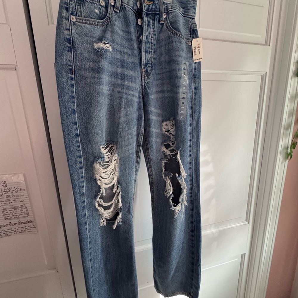 Casual Blue Distressed Boyfriend Jeans